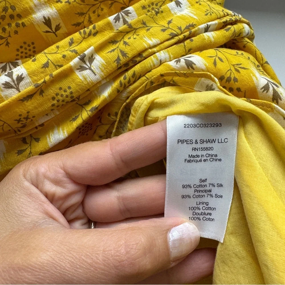 Veronica Beard Taras Skirt Ruched Botanical Ikat Floral Mini Skirt in Yellow